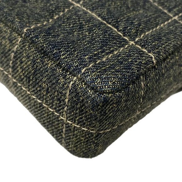 Auth CHANEL Chocolate Bar Navy Denim Leather Shoulder Bag - Picture 7 of 14